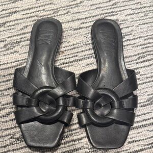 INC black flat sandals
